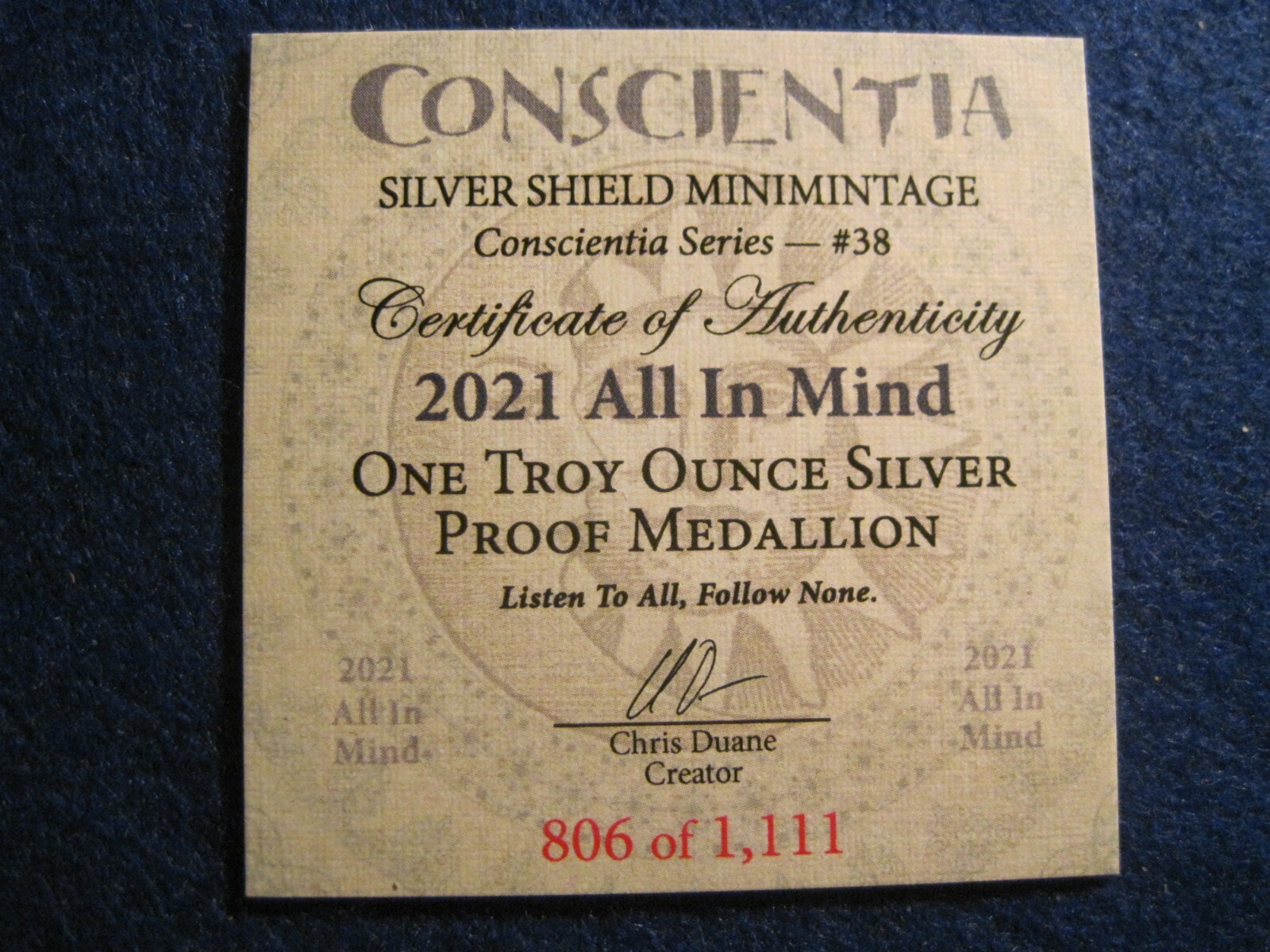 2021 SILVER SHIELD ALL IN MIND PROOF