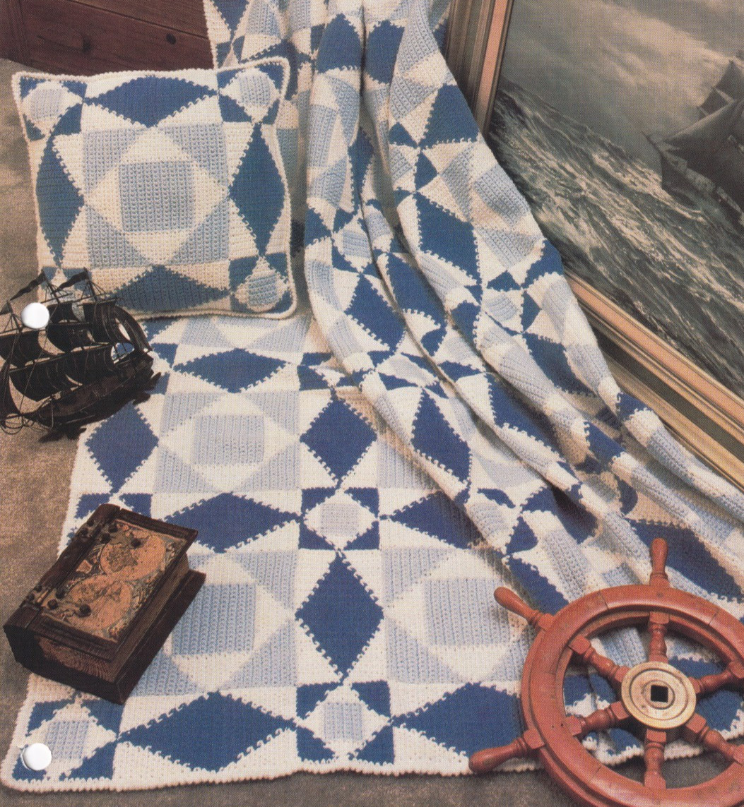 Crochet Afghan Pattern STORM AT SEA Afghan & Pillow Instructions Annie's