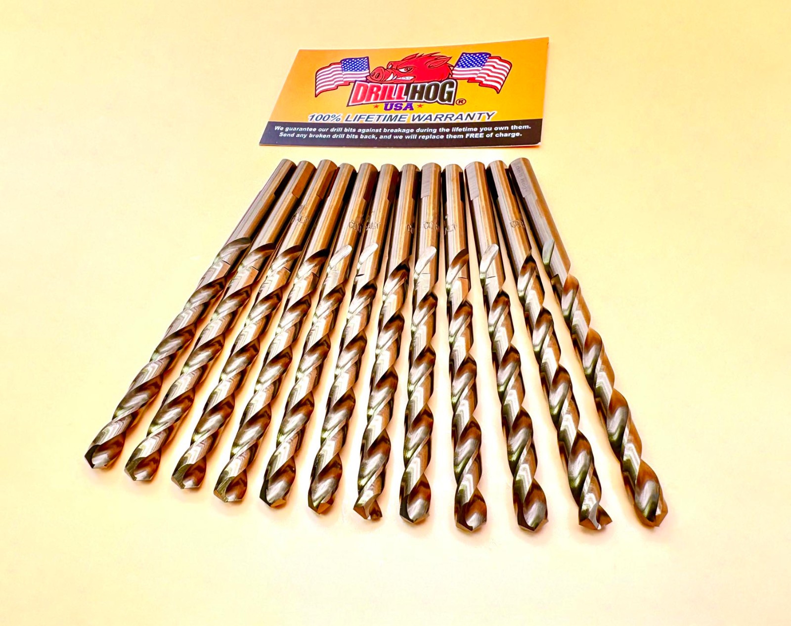 1/4" Drill Bit 1/4" Bit Cobalt M42 Twist Dril Hog Lifetime Warranty 12 Pack