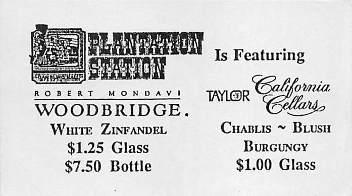 Plantation Station Casino - Sparks, NV - Paper Featured Wine List Card/Coupon