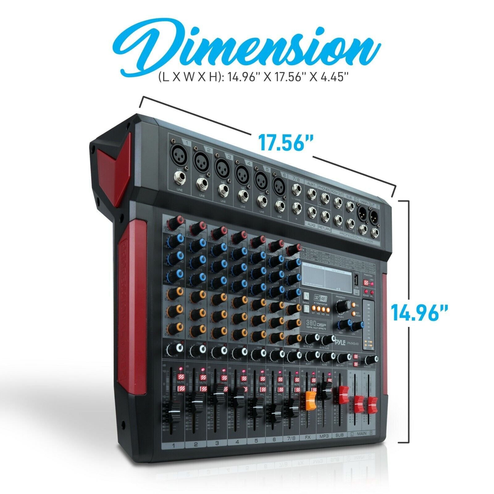 Pyle 8Ch DJ Controller Sound Mixer w/380 DSP Effects