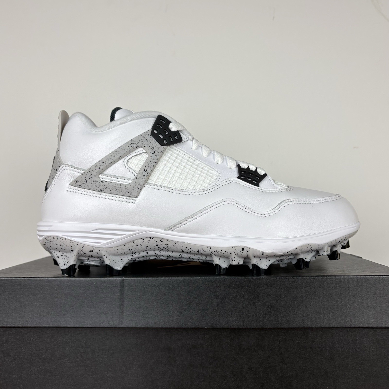 Nike Air Jordan 4 Retro TD White Cement Football Cleats HQ0207-106 Men's Size 12