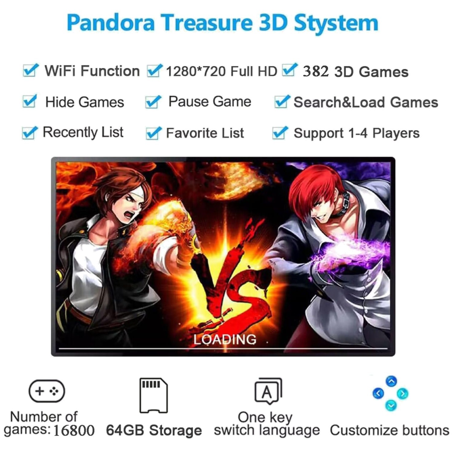 WiFi Pandora's Box Arcade Console - 16800 Games, 3D, Full HD