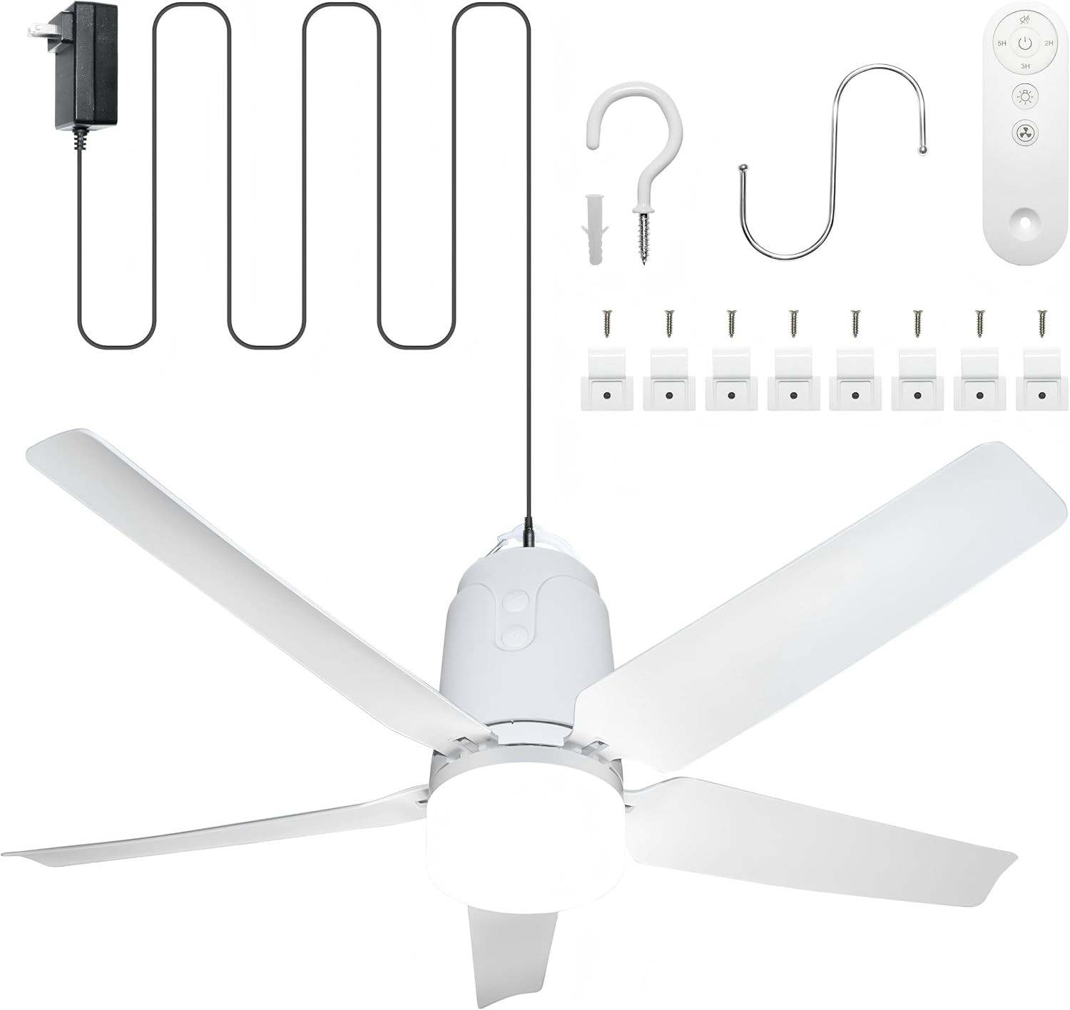 31.5" Gazebo Fans Outdoor Hanging, Canopy Fan with Light 3000-6500K, Portable Pl