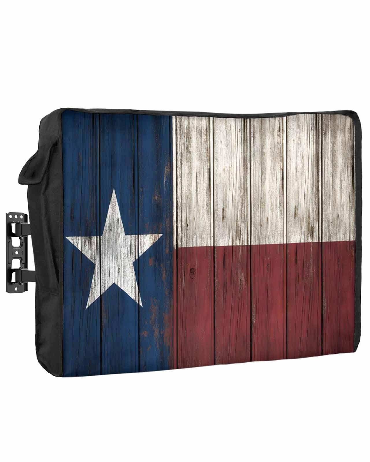 T&H XHome Outdoor TV Cover Vintage Wood Texas Flag Waterproof Weatherproof 60-65