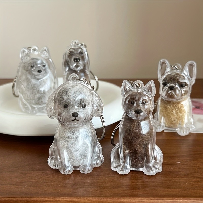 1pc Dog Hair Collector Keychain Charm Memorial Storage Box, Pet Hair Keepsake