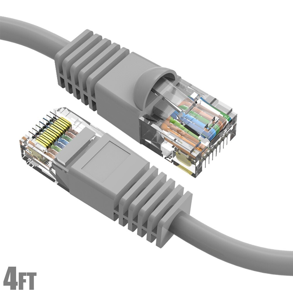 4FT Cat6 RJ45 Ethernet LAN Network UTP Snagless Patch Cable Pure Copper Gray