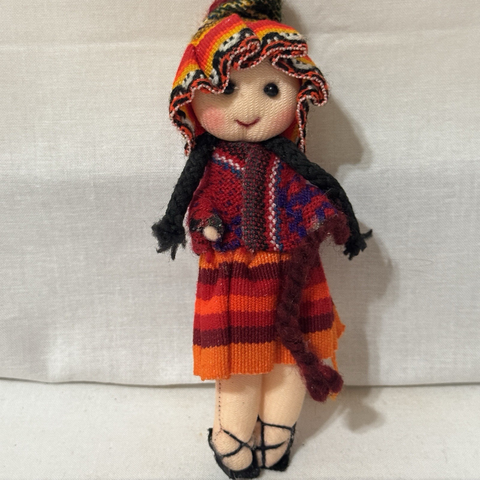 Peruvian 4” Doll Andean Peasant Doll Souvenir Collectible Toy Woven Clothing