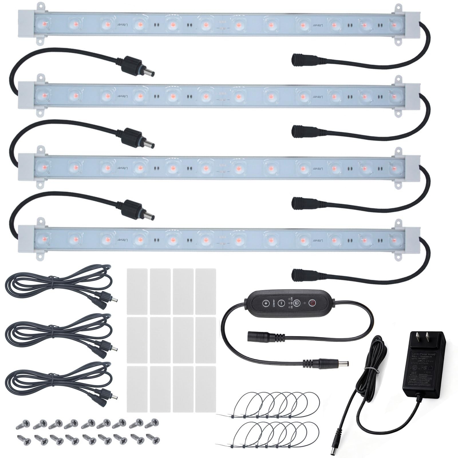 Litever Grow Light Strip Kit 36W with Timer, 4 pcs Small, Purple