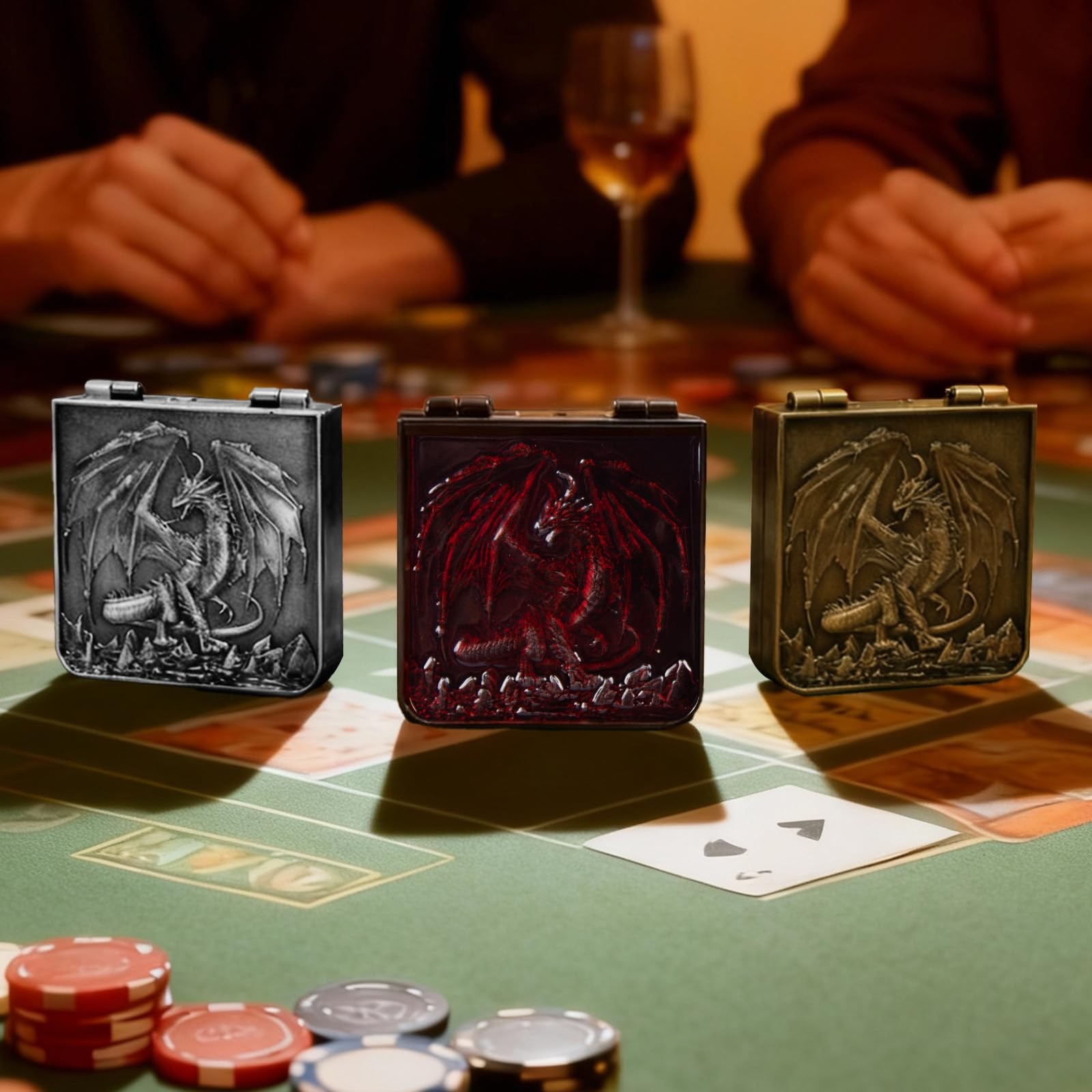 7-in-1 DND Pocket Spinner Dice Set, Foldable Flip Dice with Delicate Dragon Iron