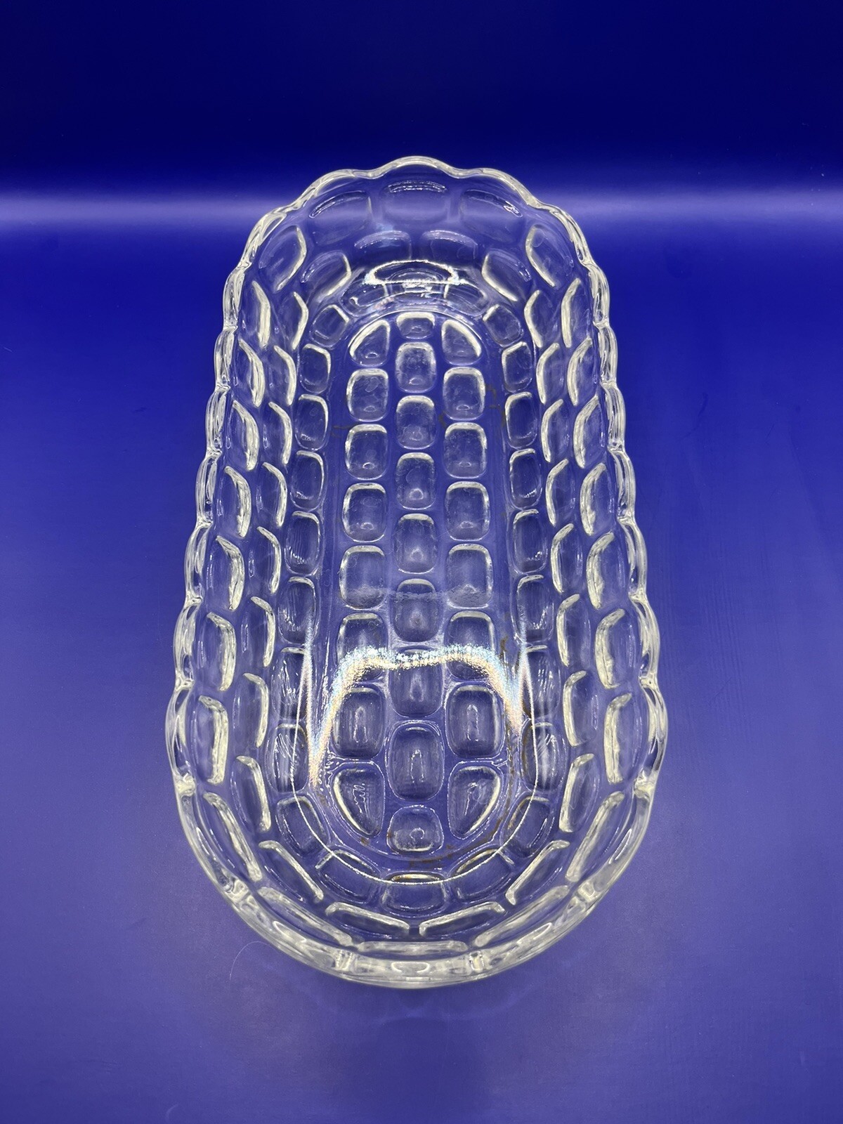 Vintage 10.25" X 4.5" Federal Glass Thumbprint Yorktown Oval Dish