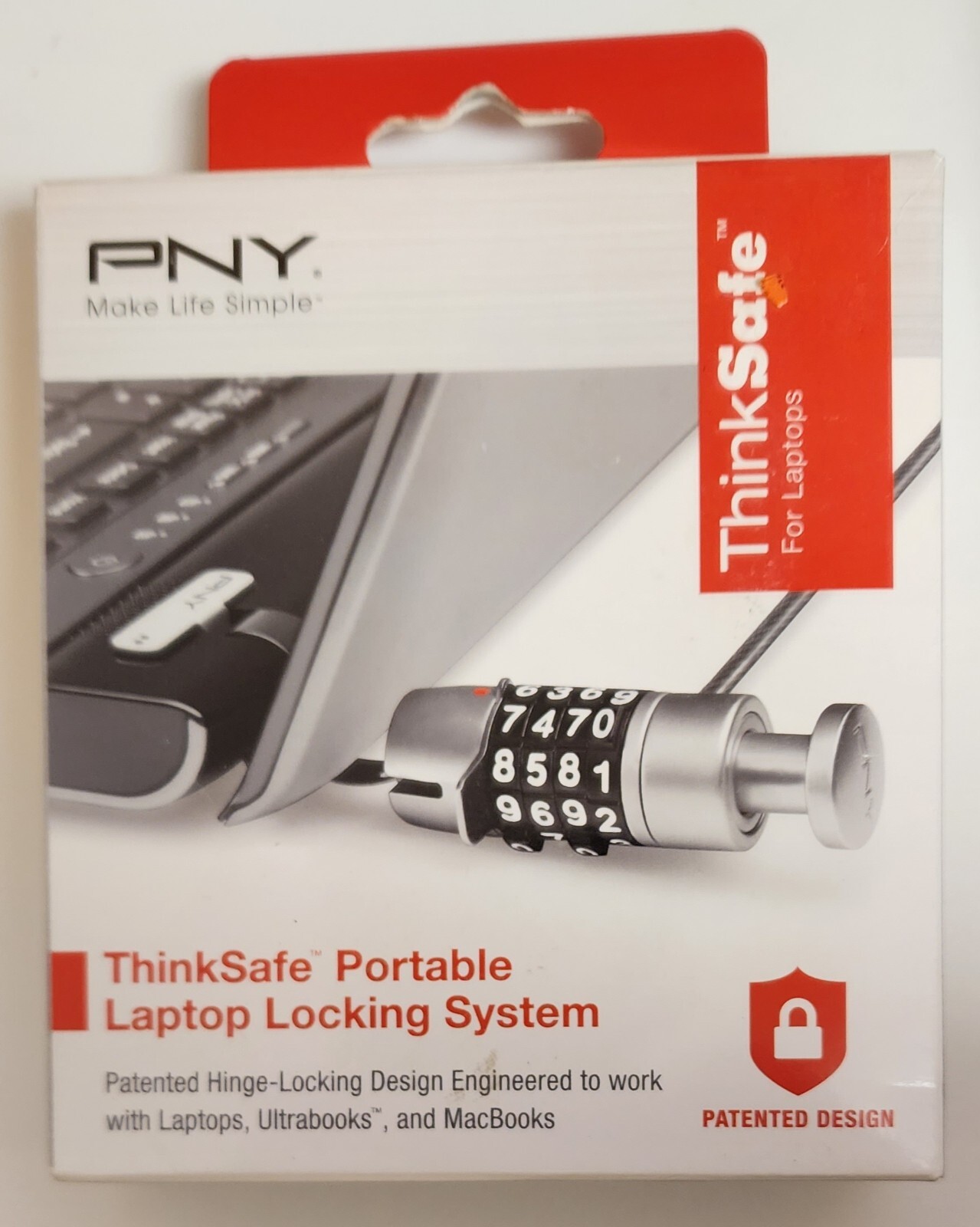 NEW PNY ThinkSafe Portable MacBook Locking System P-TSUL1-RB Lock 2012 Red Box