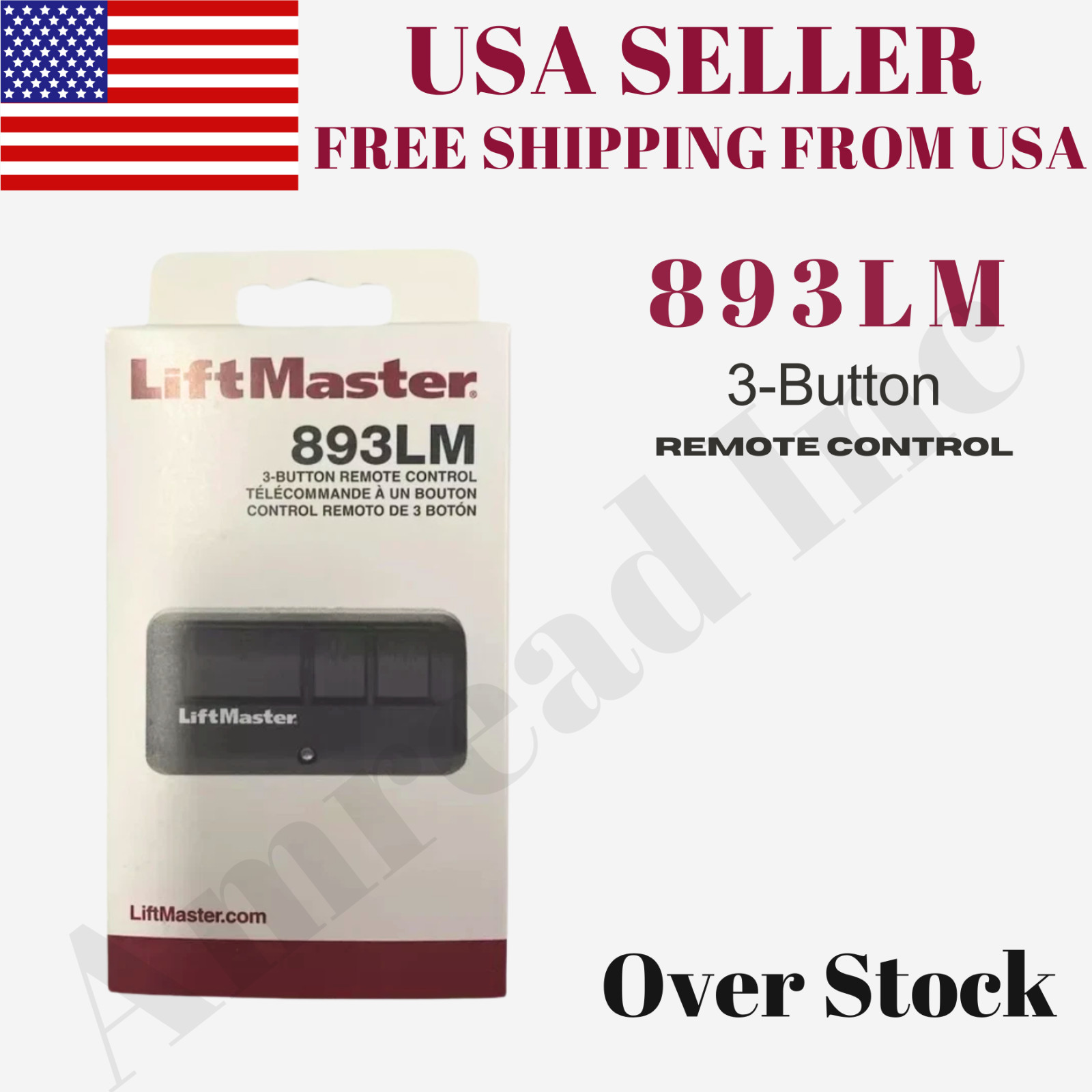 LiftMaster 893LM Remote | Security+ 2.0 Garage Door Opener 3-Button Control