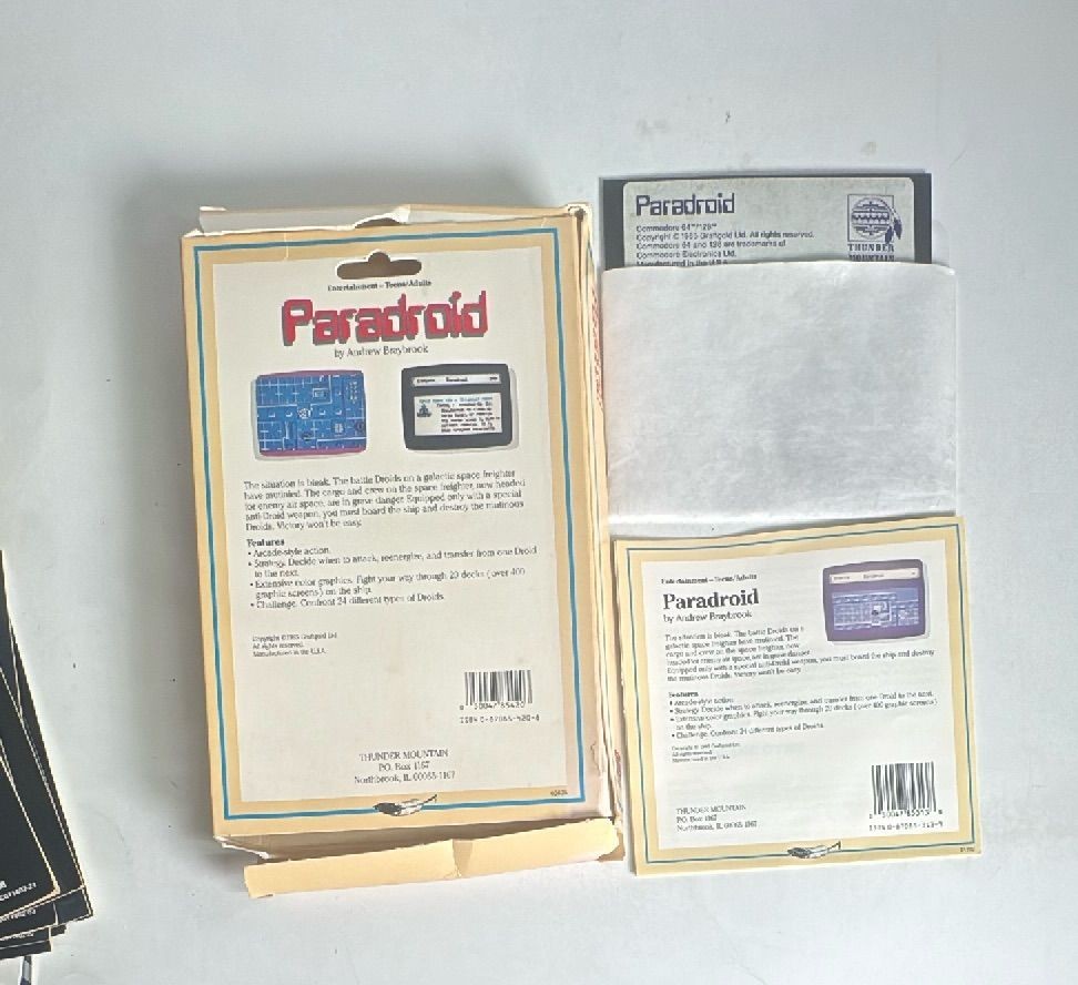 Paradroid Commodore 64 128 Thunder Mountain Boxed Complete Vintage Game 1985