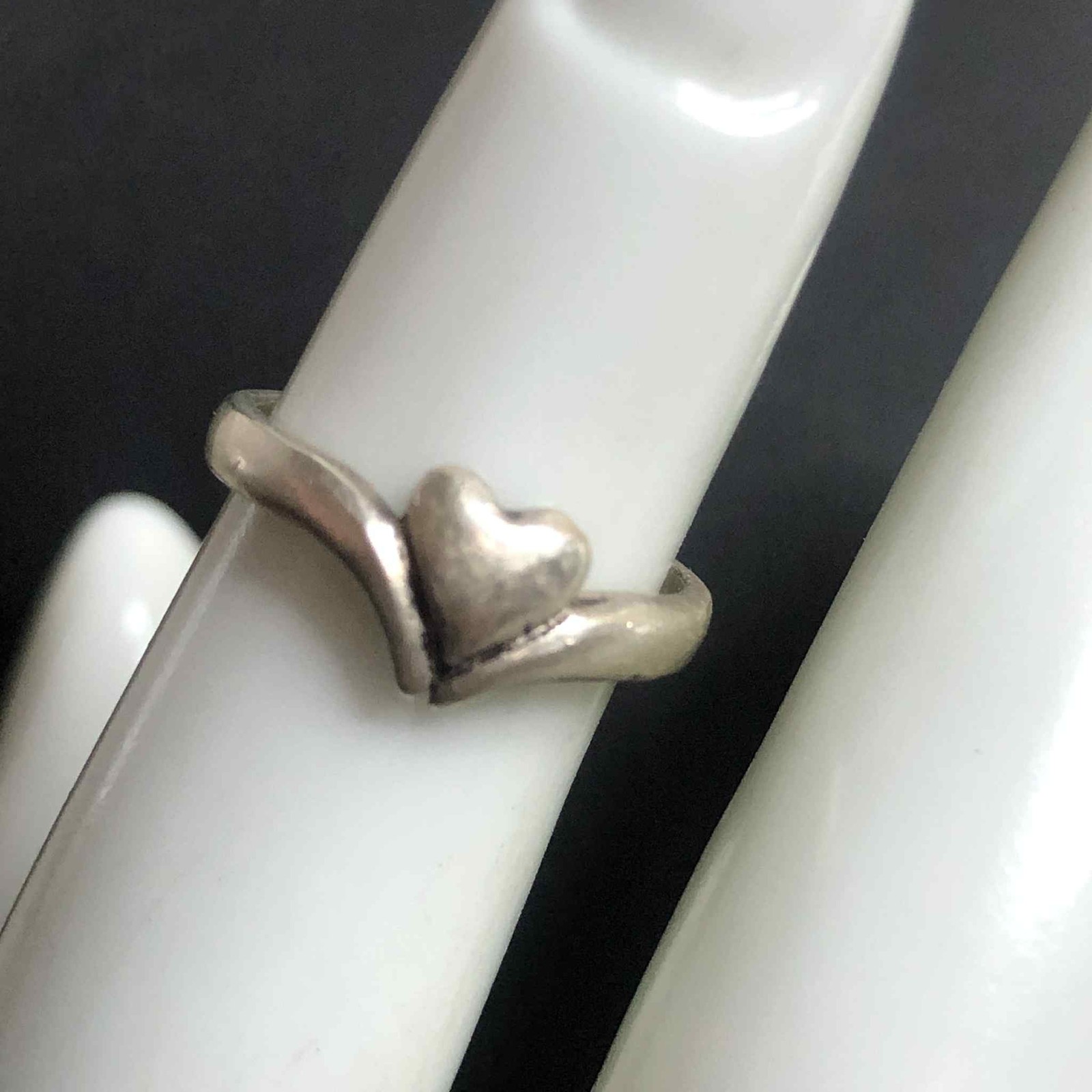 7648 Vintage Sterling silver 925 hearts toe Ring  Adjustable size