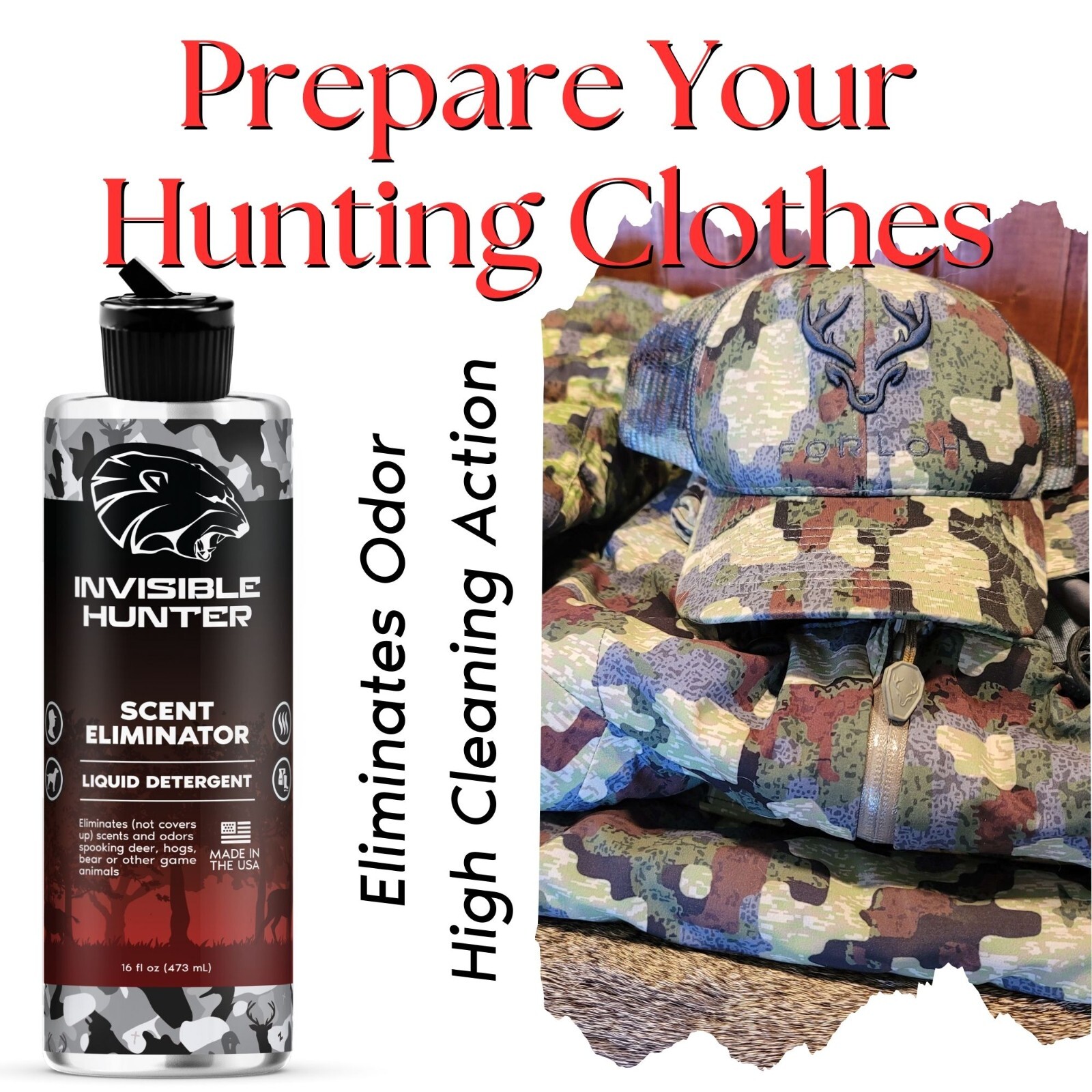 Invisible Hunter Scent Elimination Laundry Detergent, 16oz