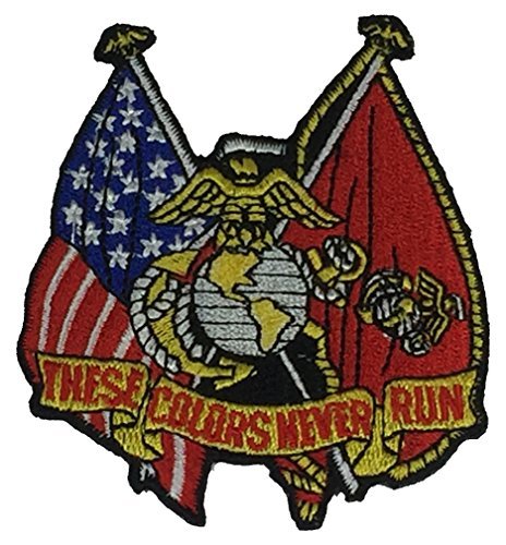 MARINE CORPS THESE COLORS NEVER RUN W/ FLAGS CUTOUT PATCH - Veteran Business