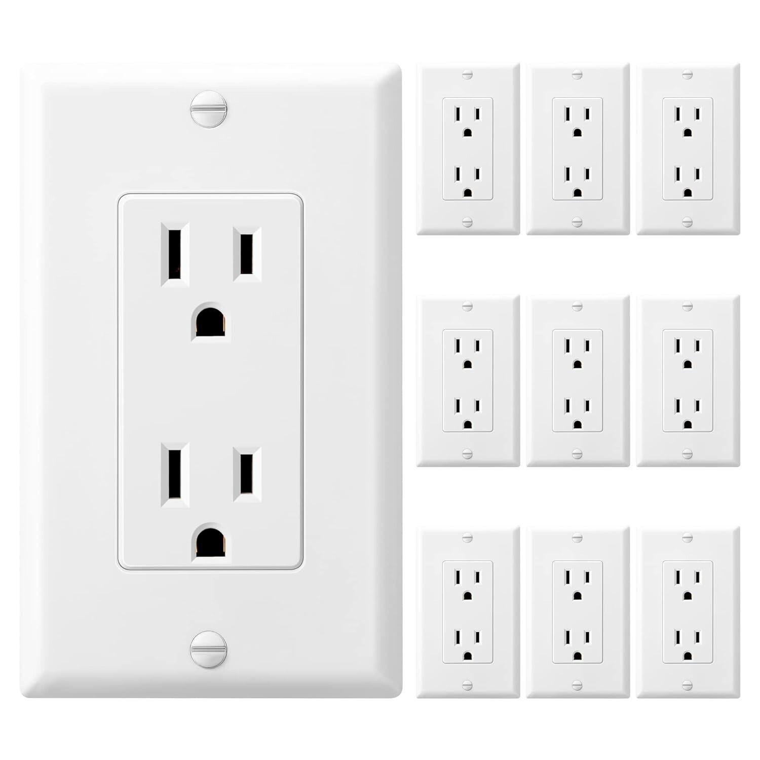 [Paquete de 10] Tomacorriente decorador con placa de pared