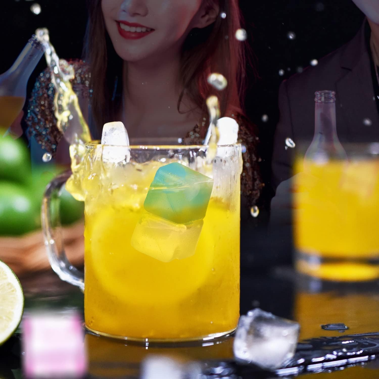 Reusable Ice Cube for Drinks - Multi-Color Plastic Ice Cubes to Keep Drinks C...