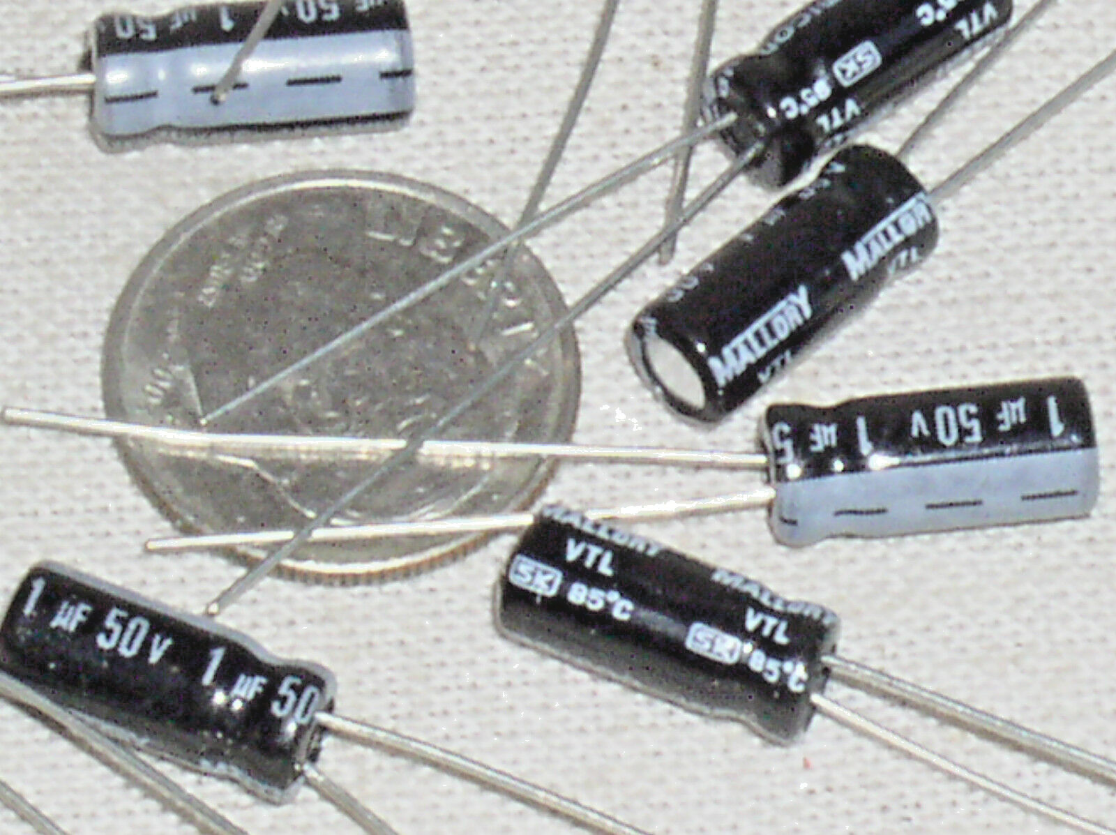 TEN 10 NEW MALLORY SK010M050ST 1UF 1 UF 50V 50 RADIAL ELECTROLYTIC CAPACITOR USA
