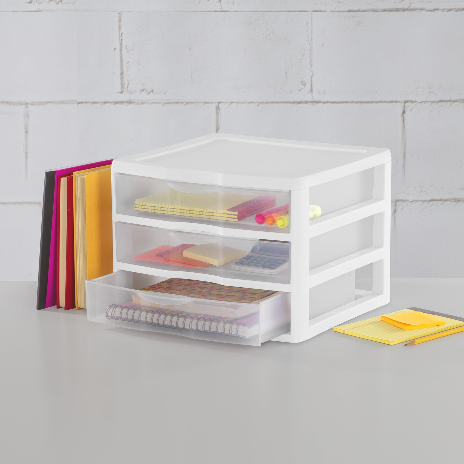 3-Drawer Wide Plastic Storage Unit, White