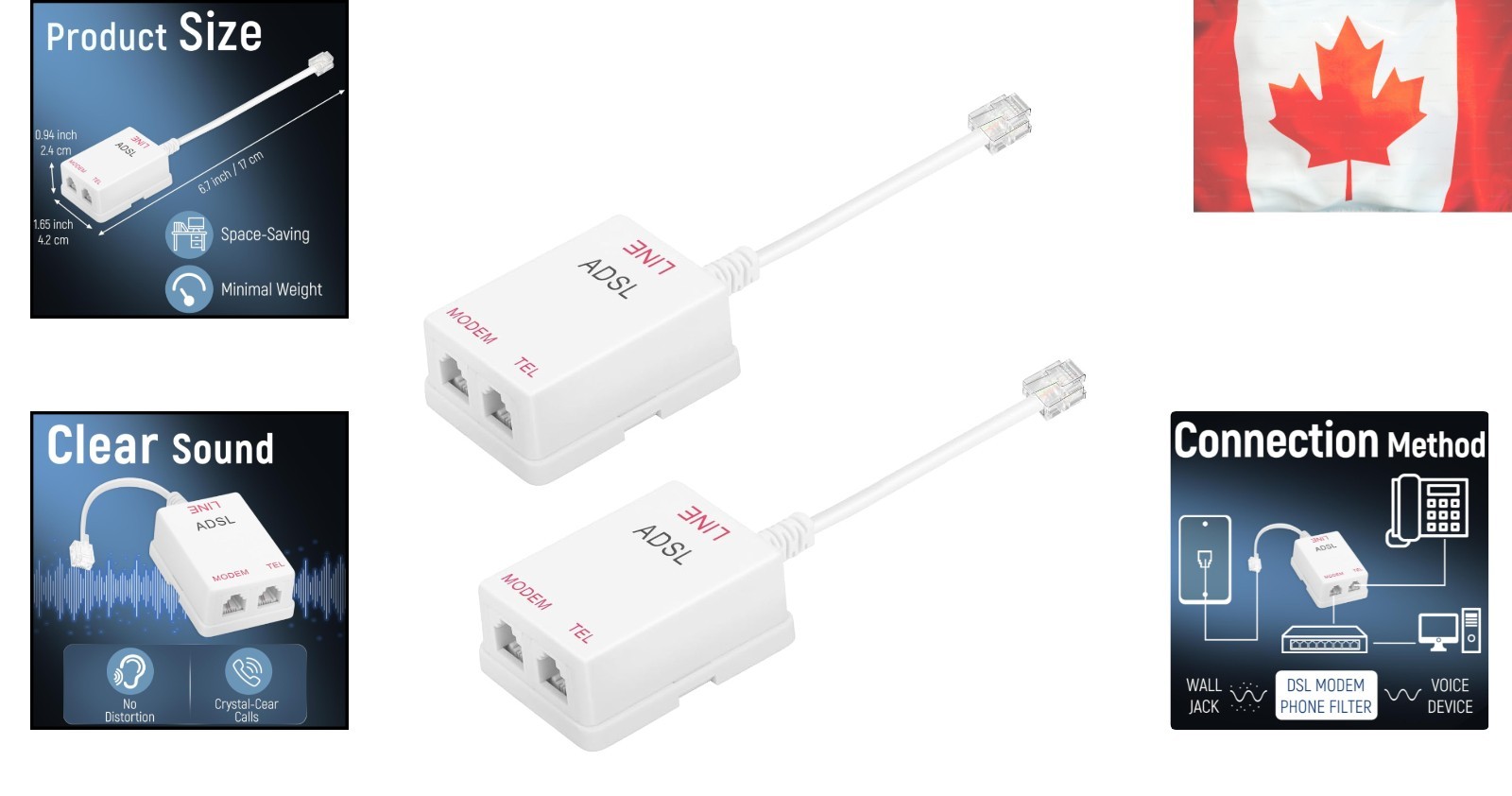 Compact DSL Filter Splitter - Integrated Noise Reduction for Optimal Performance