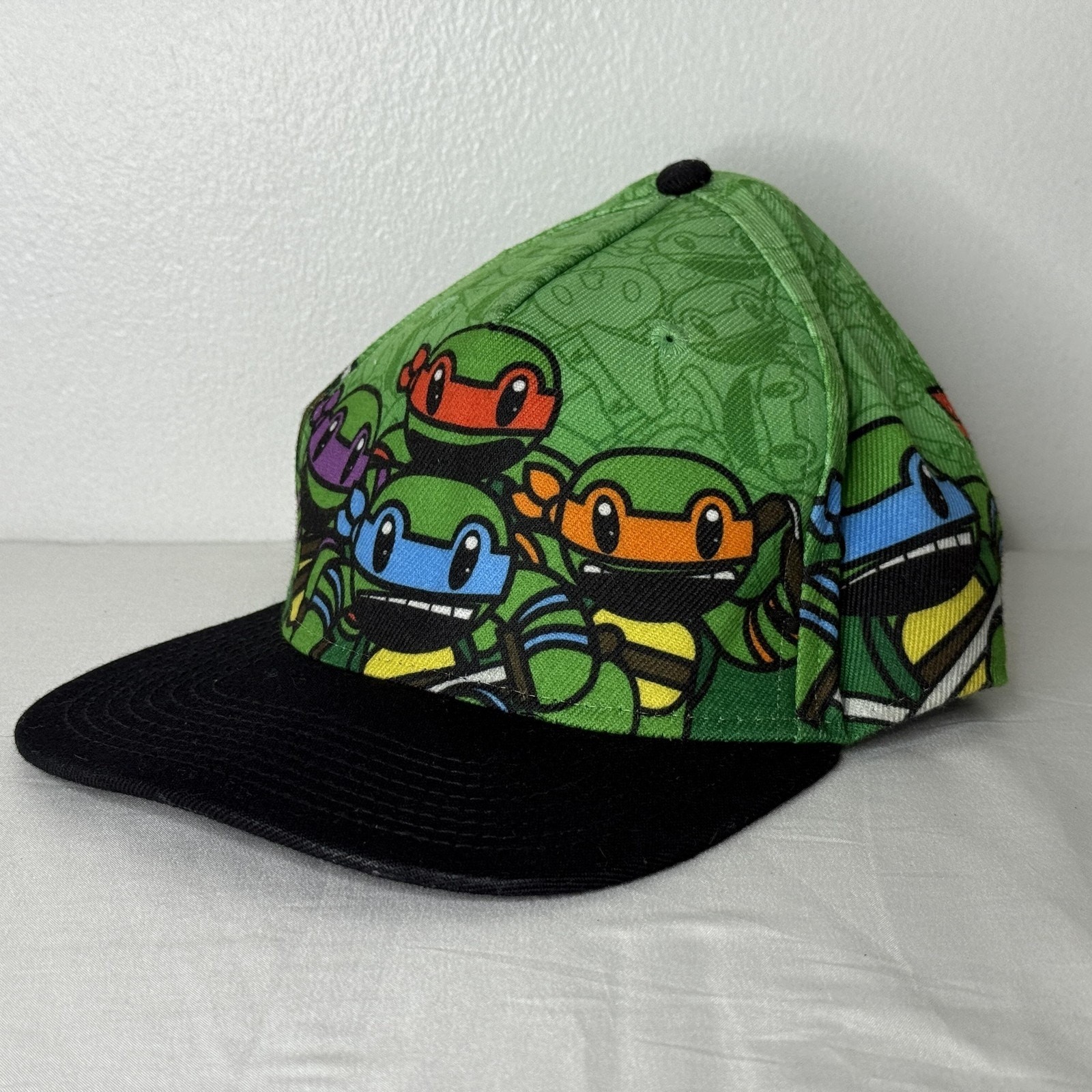 Teenage Mutant Ninja Turtles Hat Cap Snap Back Youth Green Black Cartoon Graphic
