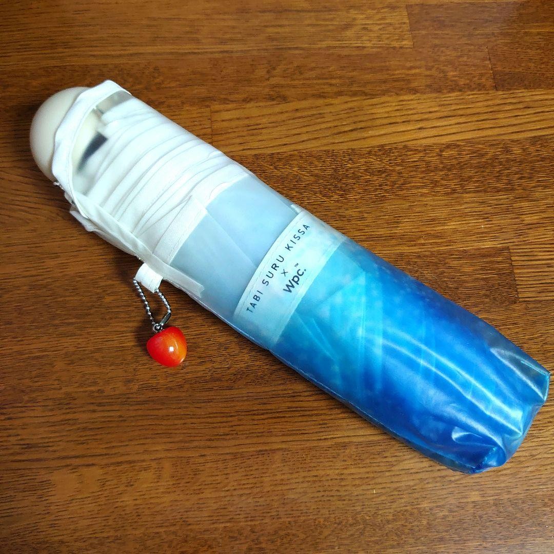 Wpc Tabisuru Cream Soda Umbrella Mini Blue Cherry Charm Folding Clear New