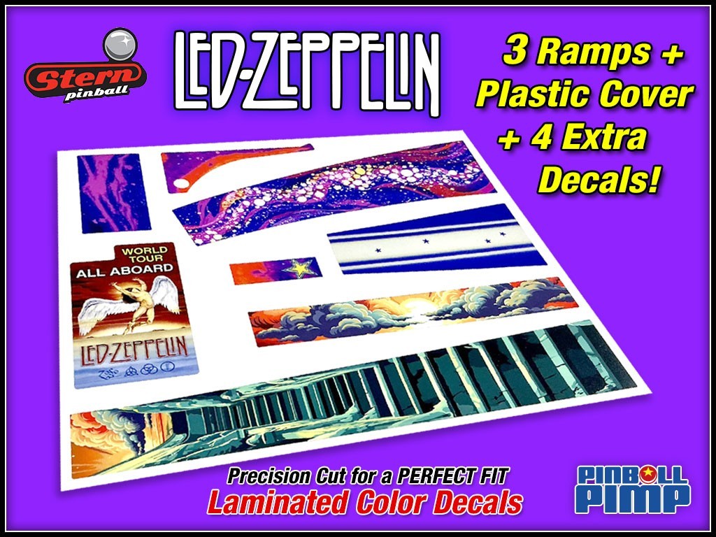 Stern LED ZEPPELIN Pinball "3 RAMPS + PLASTIC + EXTRAS" Custom Decal Mods