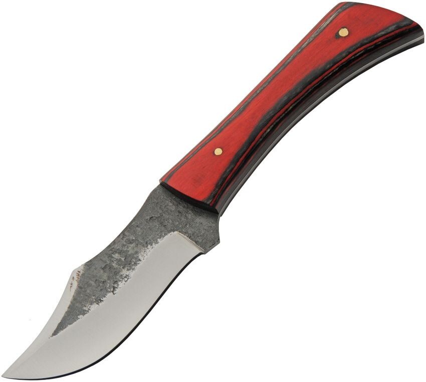 Torch Skinner Fixed Knife 3" 1045 Carbon Steel Blade Black And Red Wood Handle