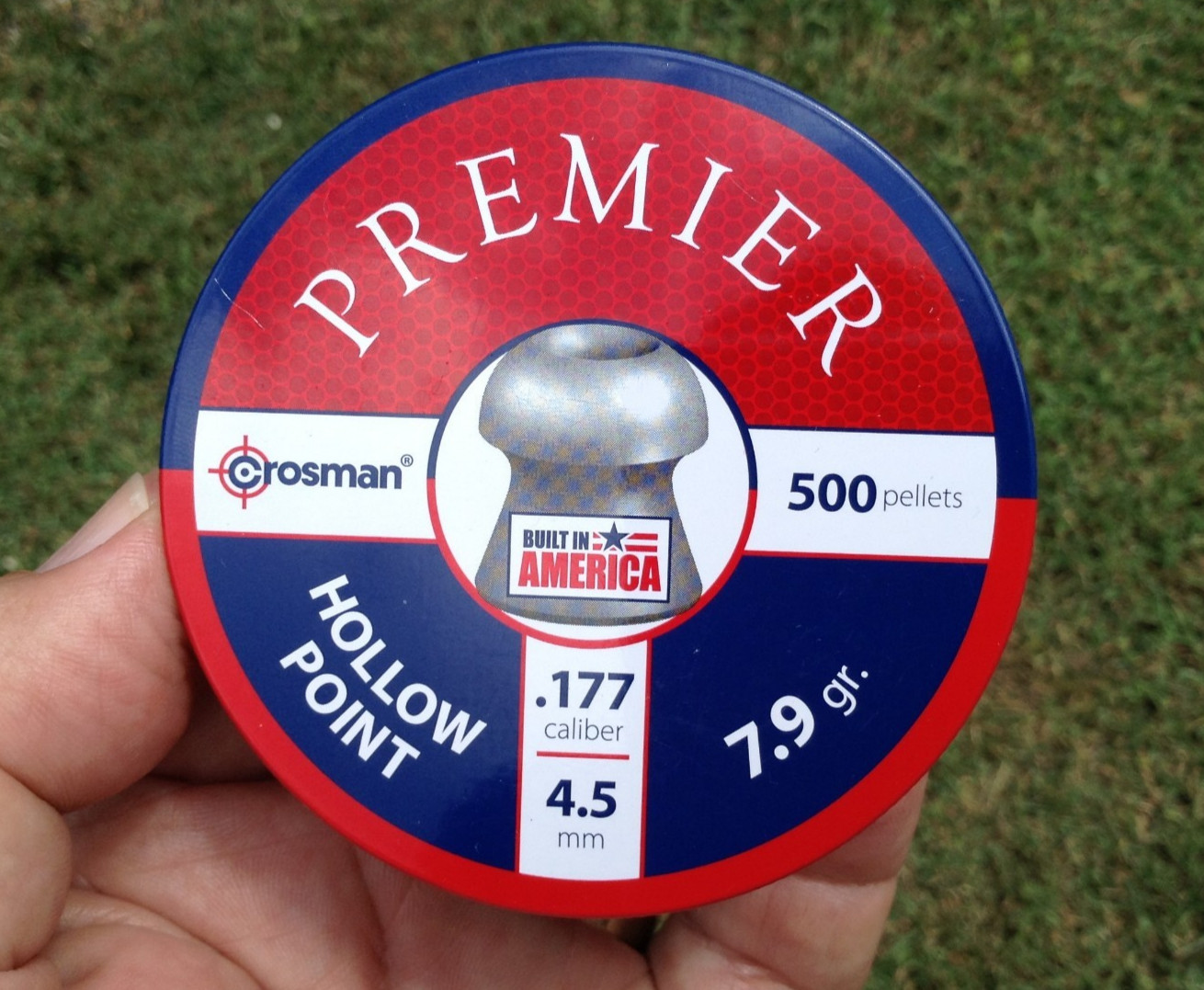 full new Crosman Premier  .177 caliber 4.5 mm hollow point 500 pellets tin