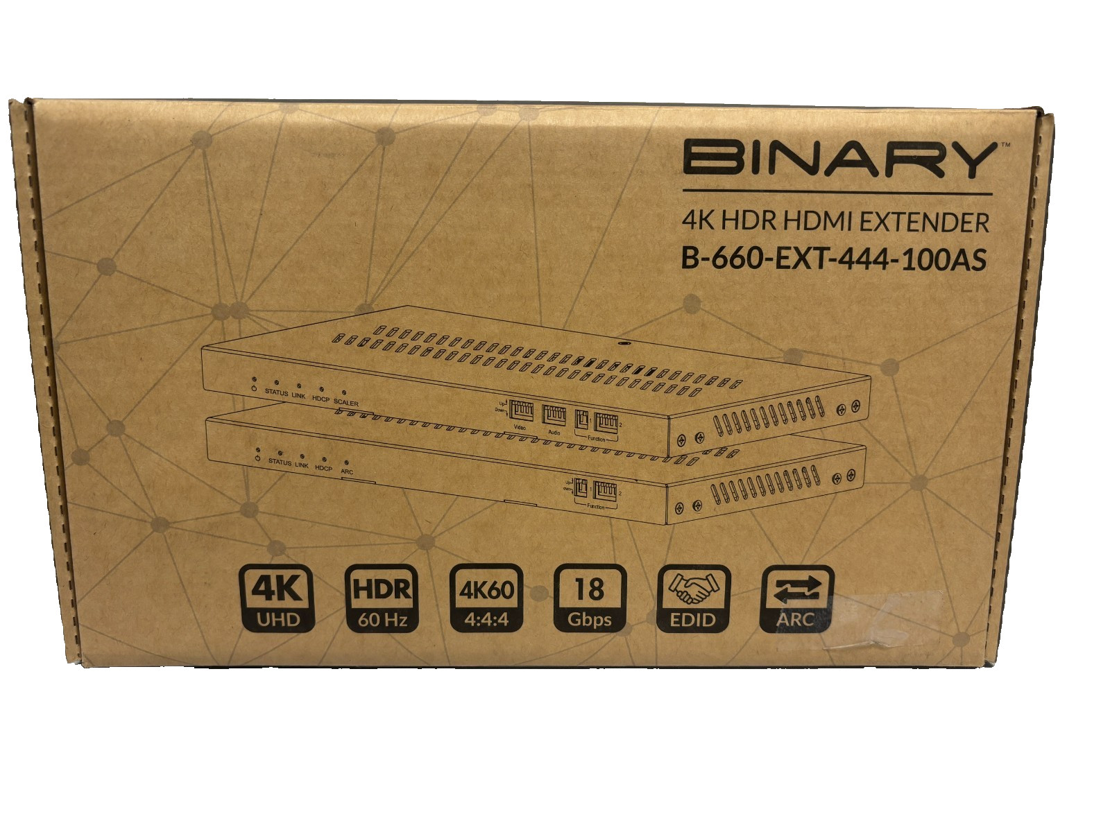 Binary B-660-EXT-444-100AS, B-660 Series 4K HDR HDBaseT Extender w/ ARC - OB