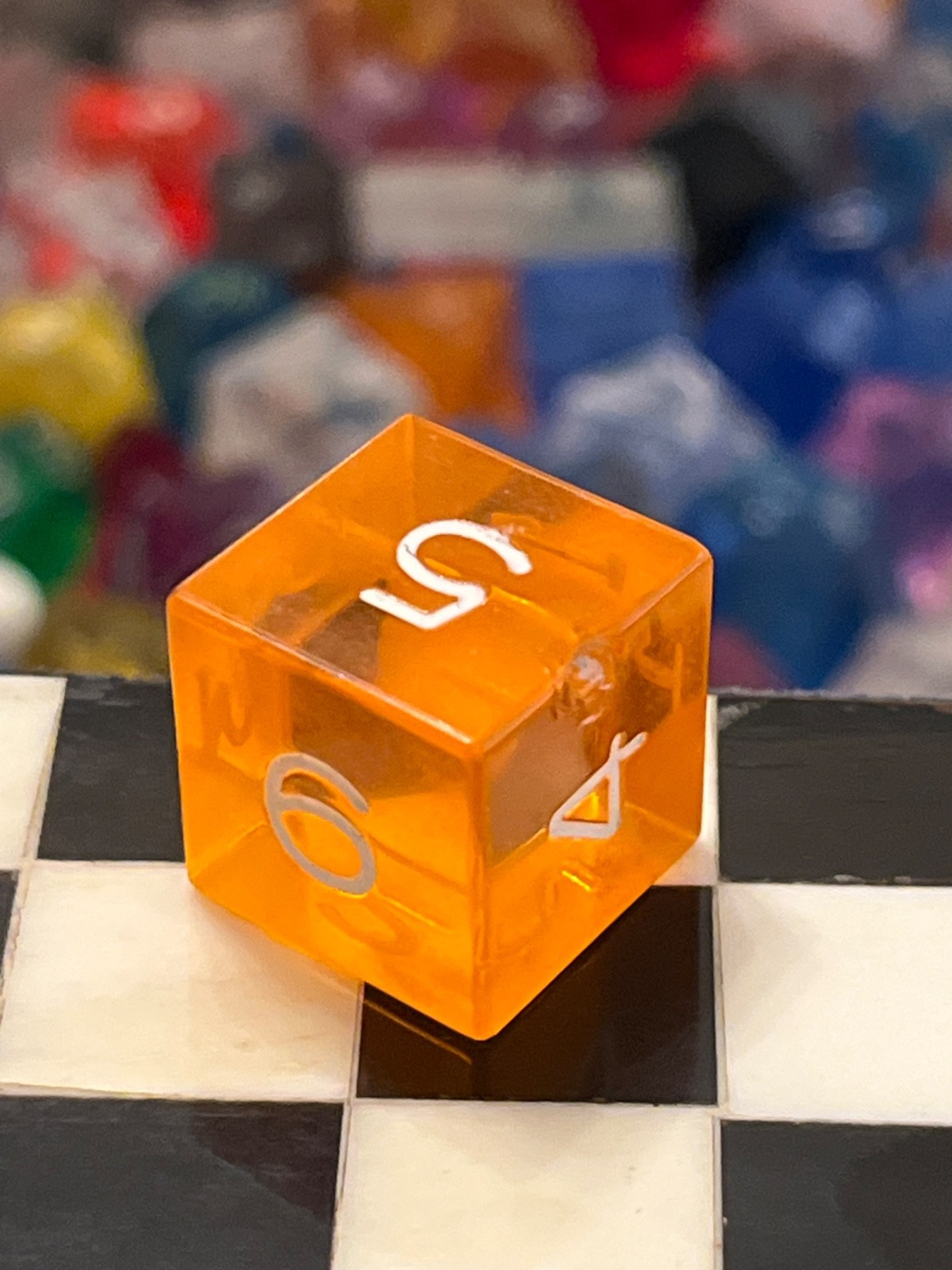 Vtg Armory d6 tangerine orange gem rpg ad&d dice 123124@