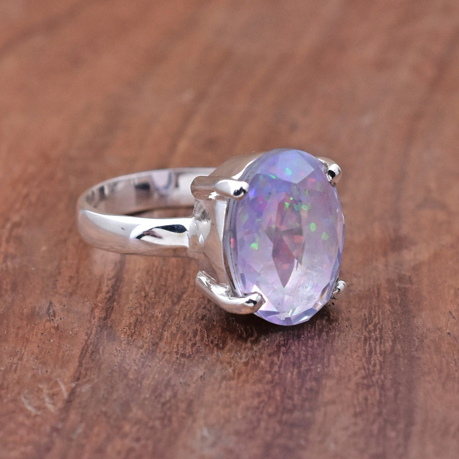 Handmade Ring, Lavender Opal Ring 925 Sterling Silver Cushion Cut Statement Ring