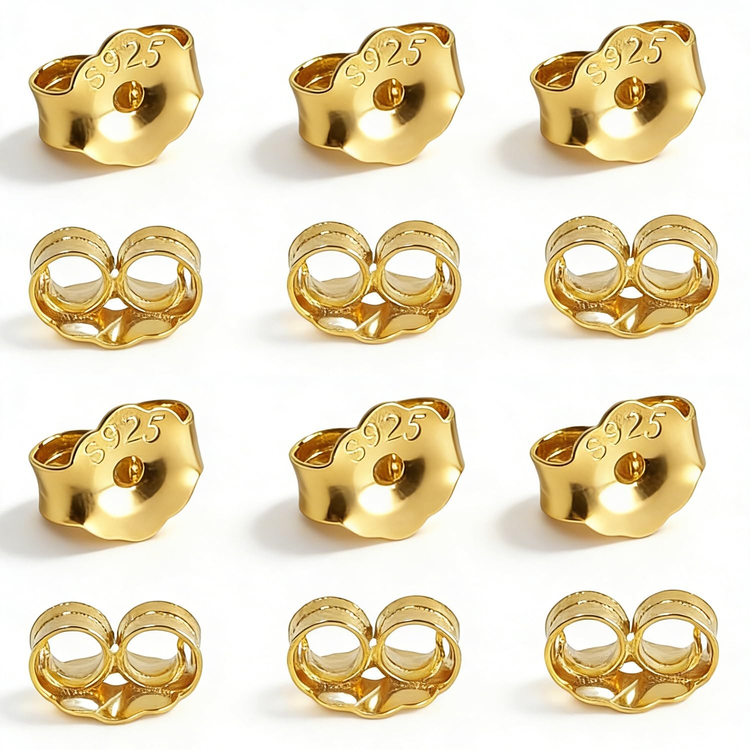 12PCS 14KGold Plated 925 Sterling Silver Earring Back Replacement