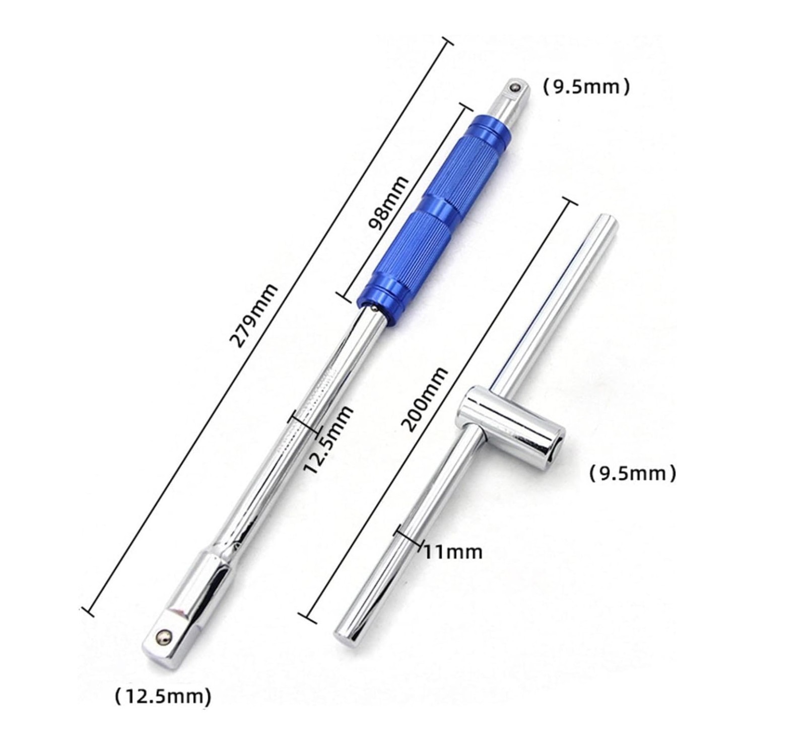 Energy Saving 2-in-1 1/2" Dr T Type Socket Drive Handle + 3/8" Dr. Spinner Bar