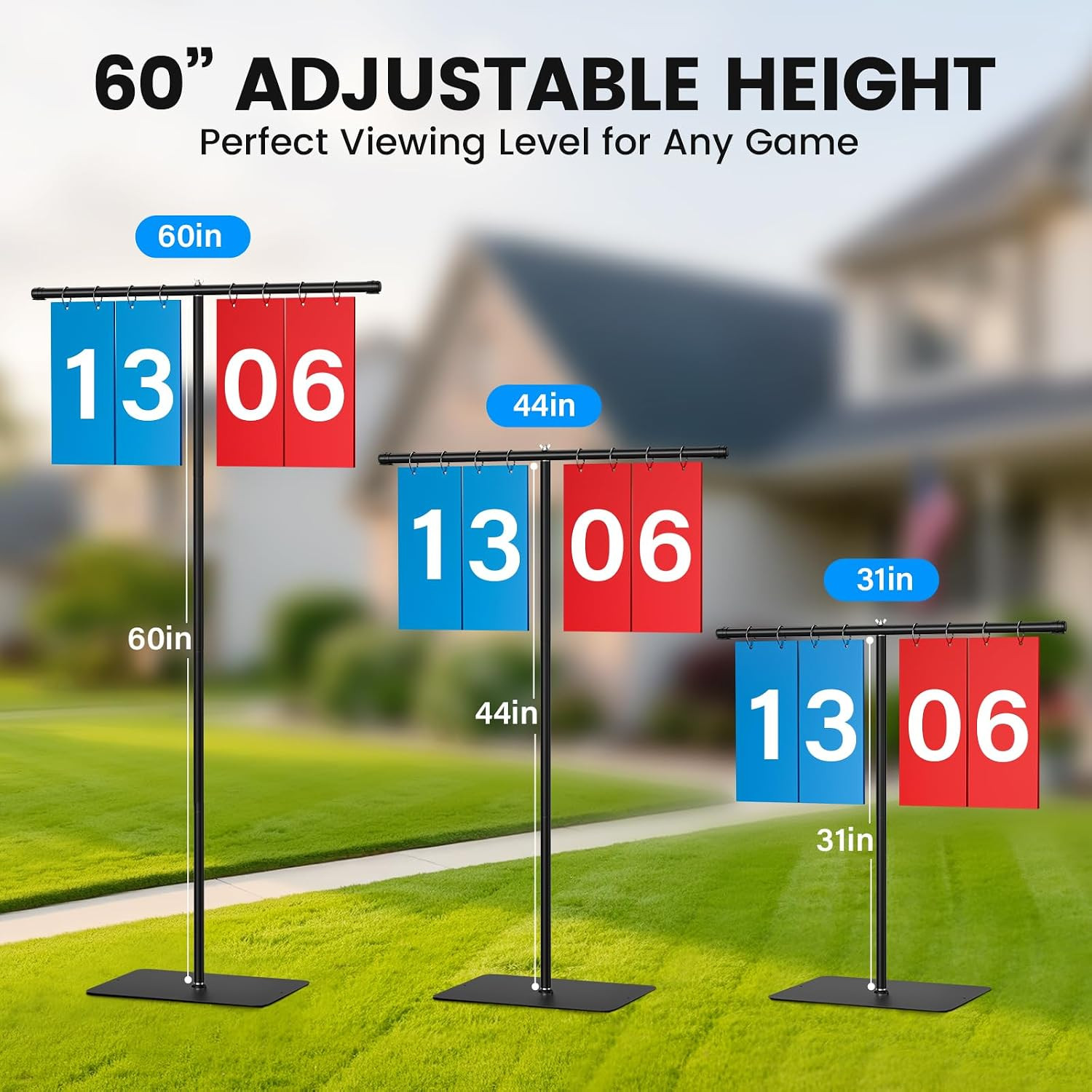 Filp Scoreboard with Adjustable Iron Stand, 60" Extra Large Score Keeper