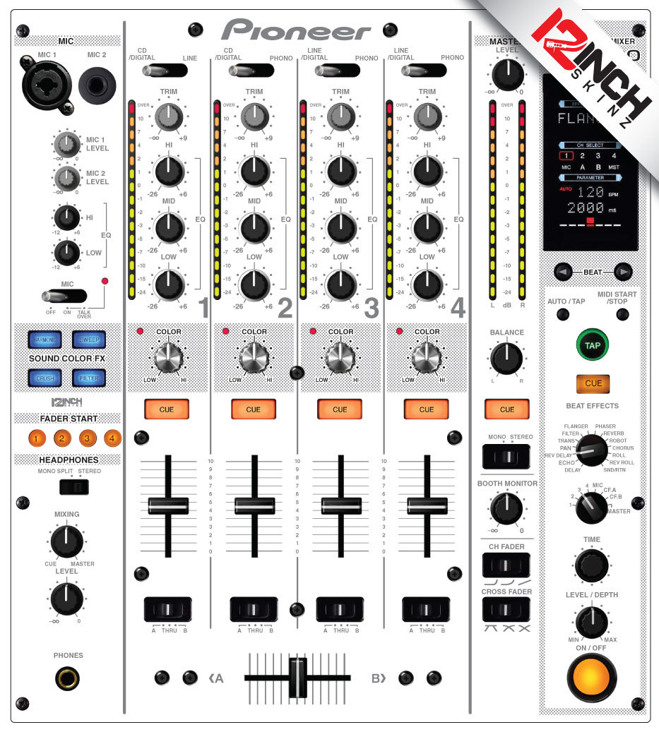 Pioneer DJM-800 Skin white grey