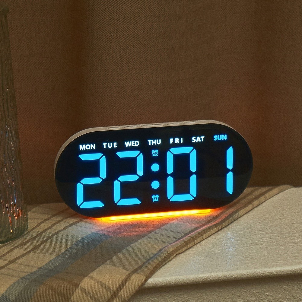 Alarm Clock with Large LED Screen Real Time Temperature Ambient Light USB Input