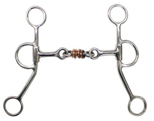 Showman Stainless Steel Dogbone Snaffle Bit w/ Copper Rings