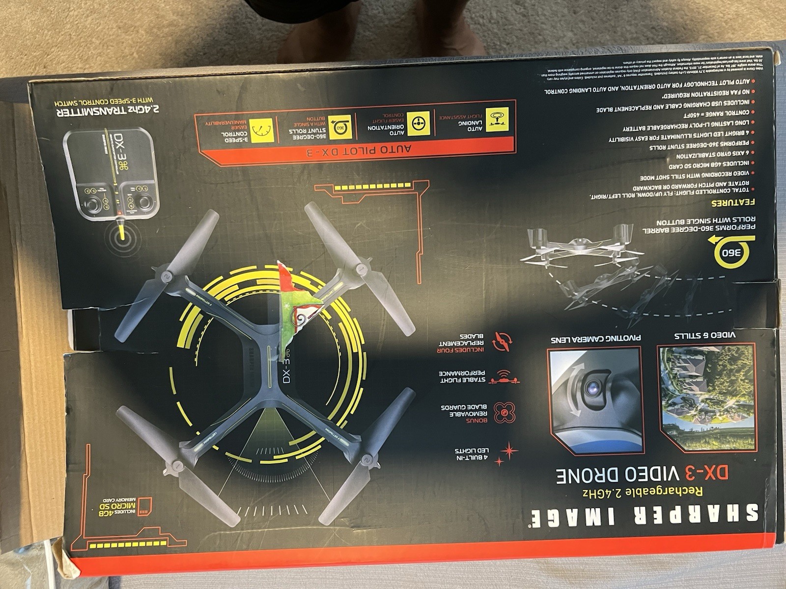 Sharper Image DX-3 Video Drone Quadcopter with Camera, 2.4GHz, Controller