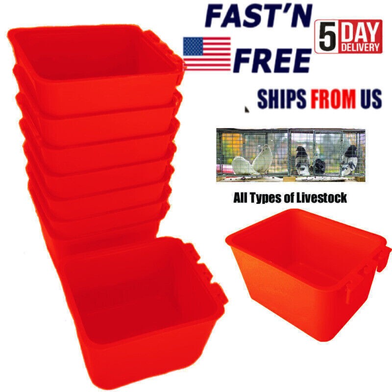Chicken Cups Cups Feed Poultry Hanging Water Cage Red 16 fl. oz. & 1 Pint, 8 pcs