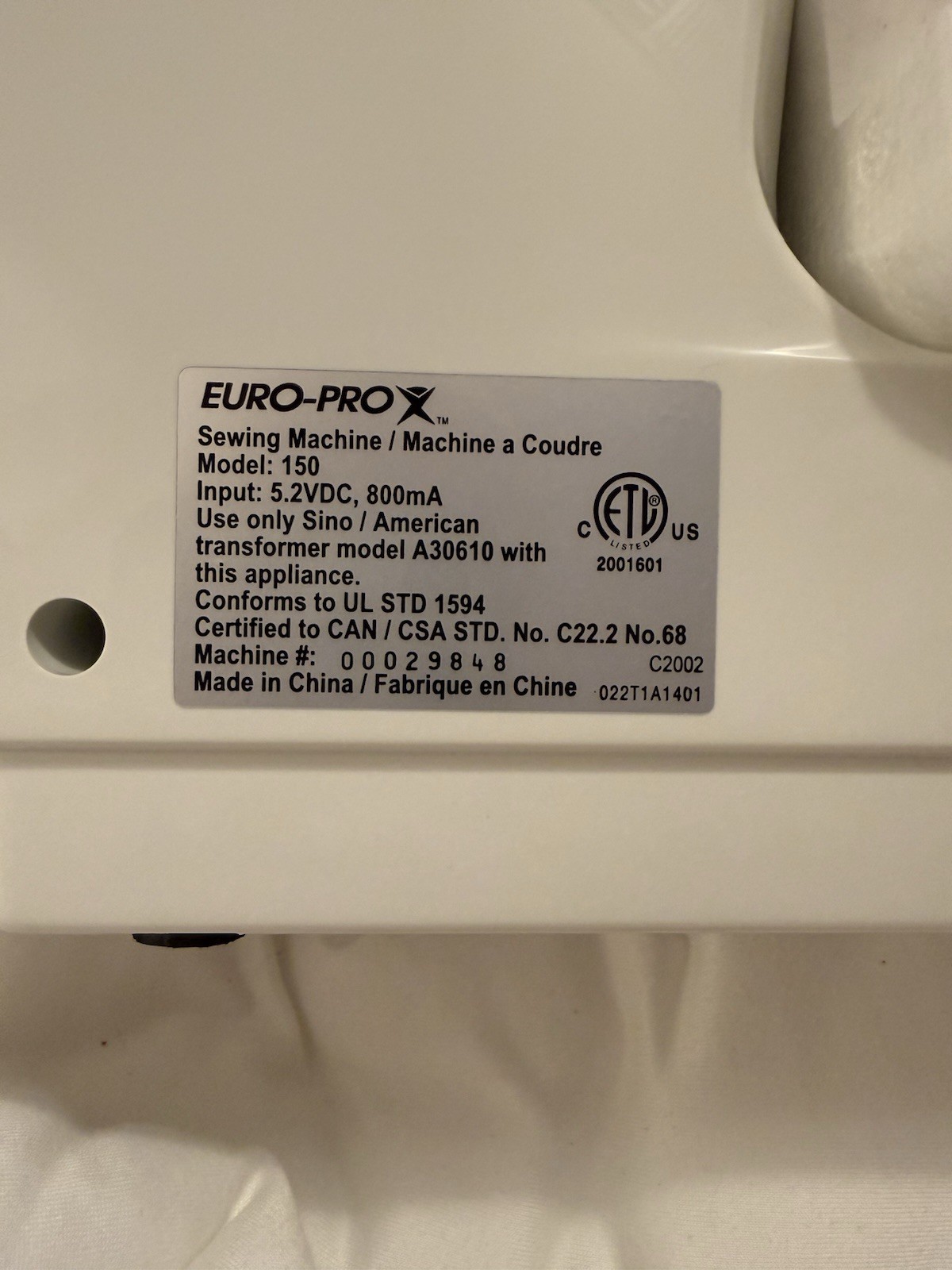 Euro-Pro Model 150 Tiny Electric Mini Sewing Machine, Portable for Sewing