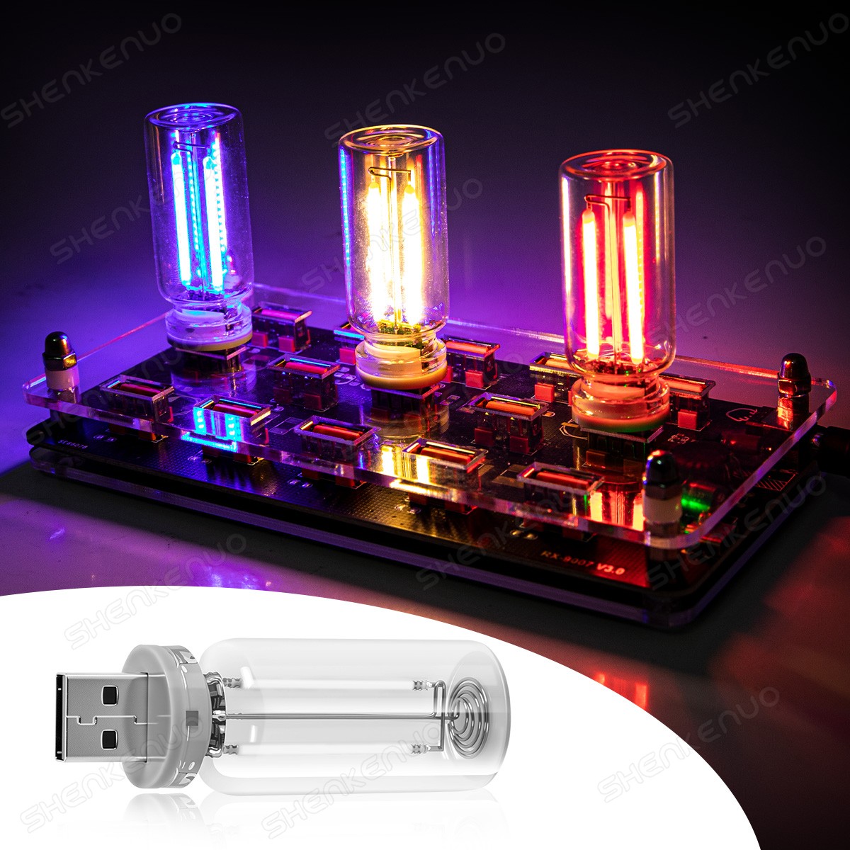 Touch Control Car USB LED Blue Light Atmosphere Night Light Dimmable New