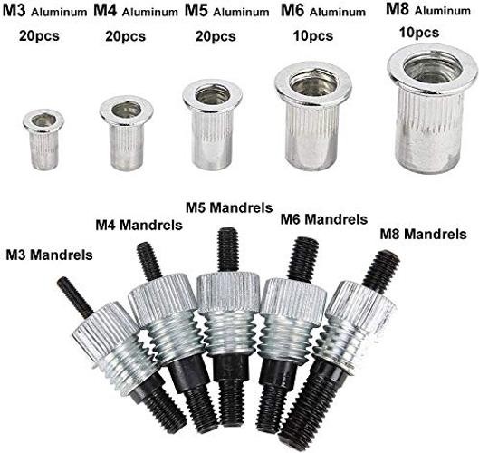 Threaded Rivet Nut Setter Insert Tool Kit 86pcs Hand Riveter Rivnut Nutsert