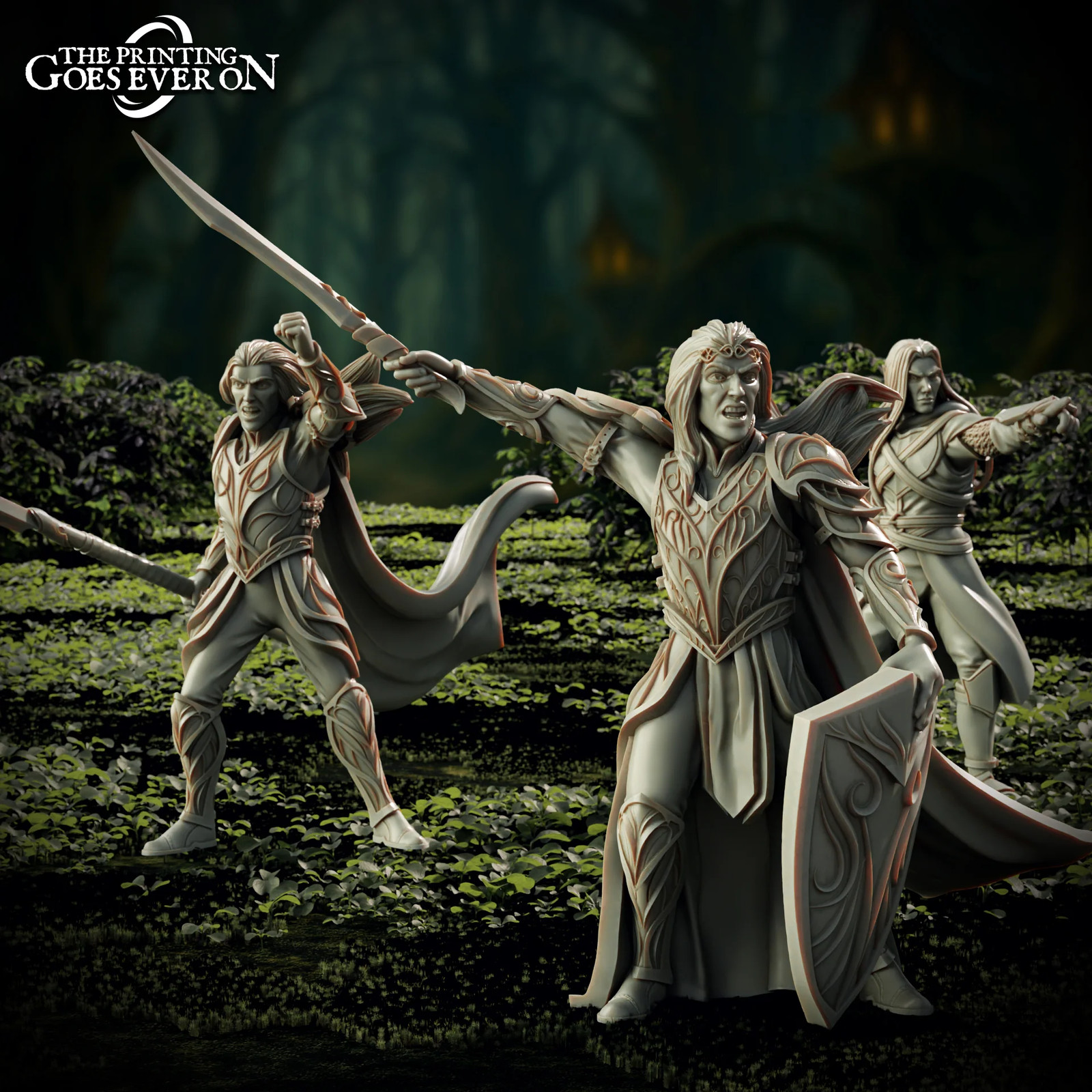 Elf Captains of Elderwood (Set of 3) - 28-32mm - Resin Tabletop Miniatures
