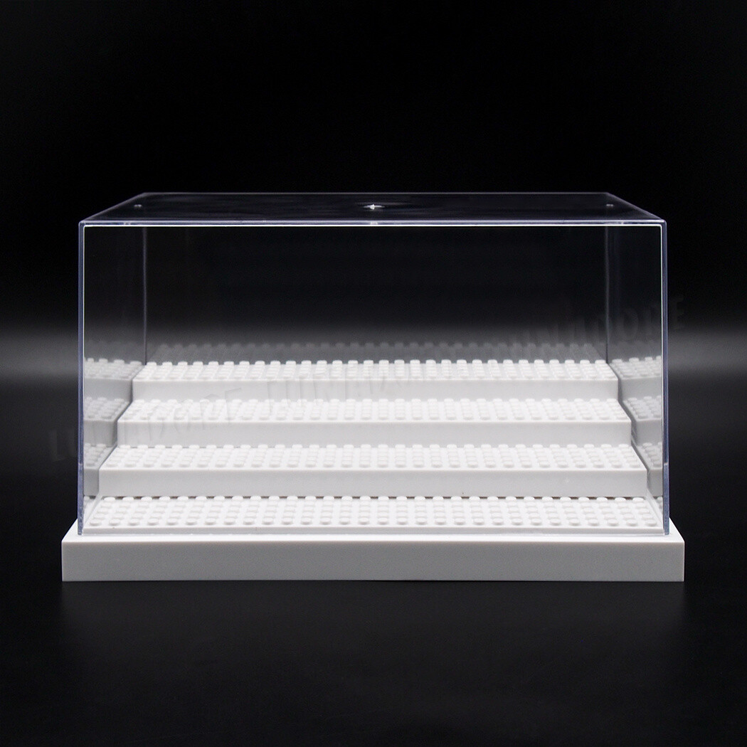 US 4-Steps White Acrylic Display Case Box For Minifigures Building Blocks Toys
