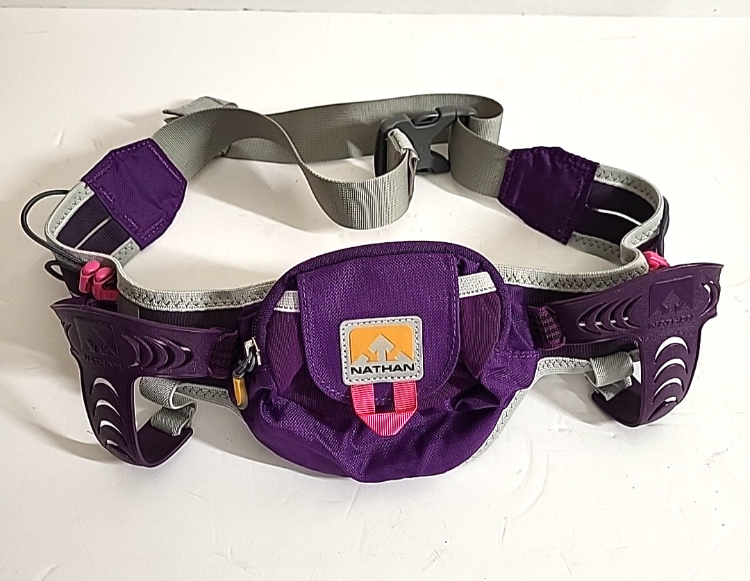 Nathan Hydration Running Belt with Zipper Pouch Purple & Grey NEW *NO BOTTLES*