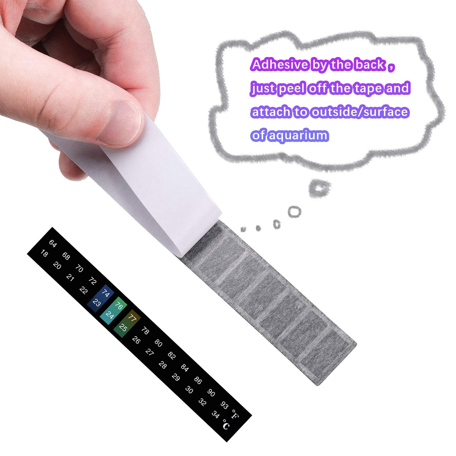 12 Pcs Stick On Thermometer Strips Horizontal Temperature Stickers
