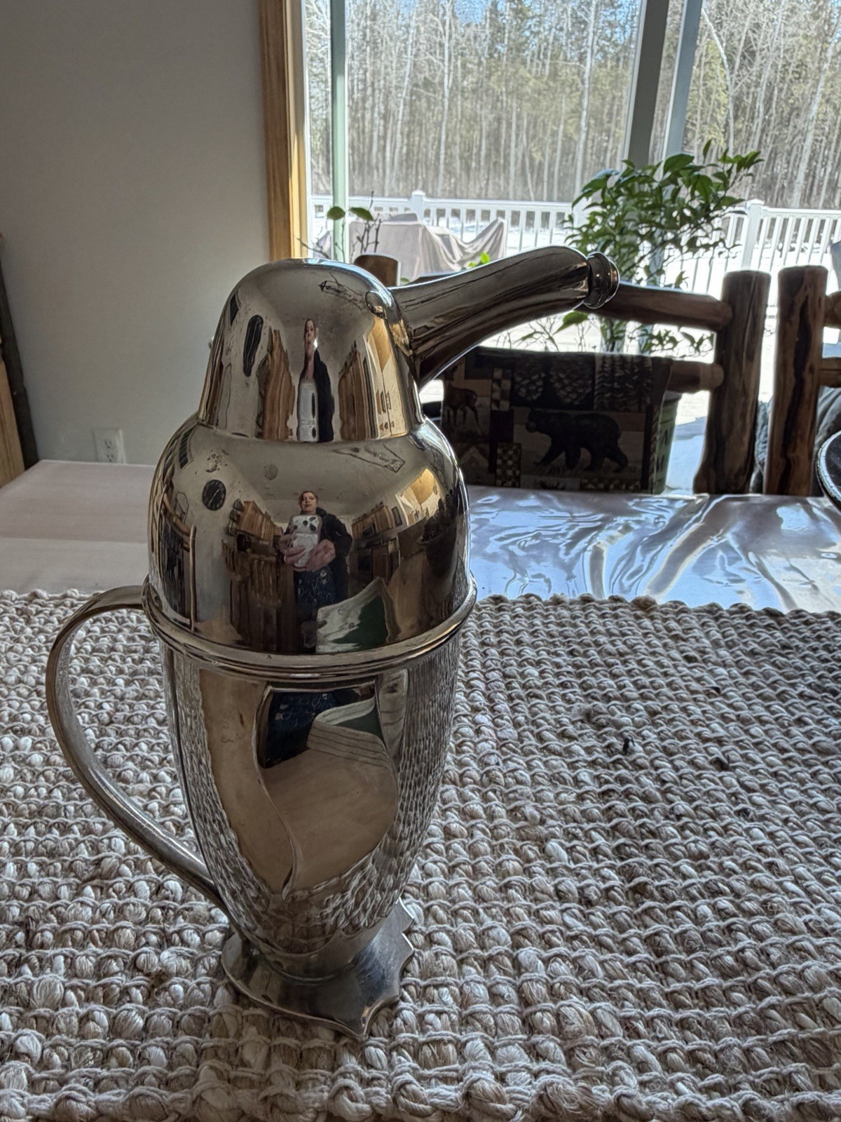 RESTORATION HARDWARE PENGUIN COCKTAIL SHAKER ~ SHINY CHROME METAL